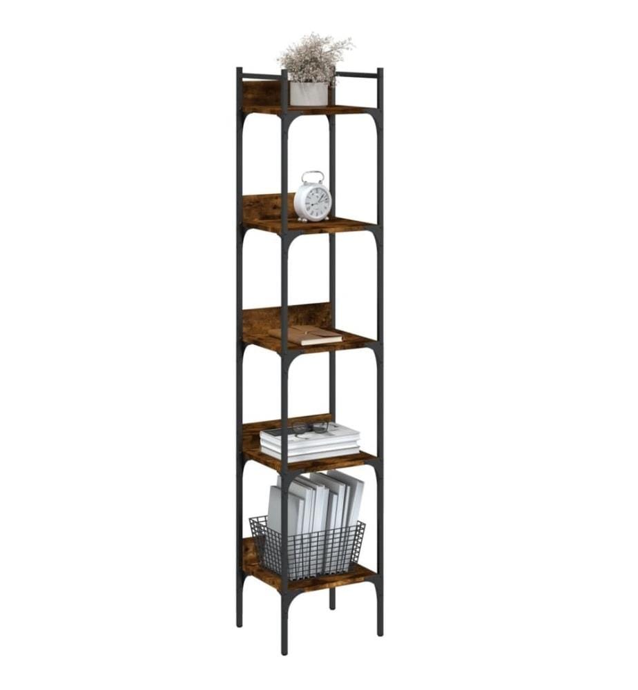 Bücherregal 5 Böden Räuchereiche 35x30x174 cm Holzwerkstoff