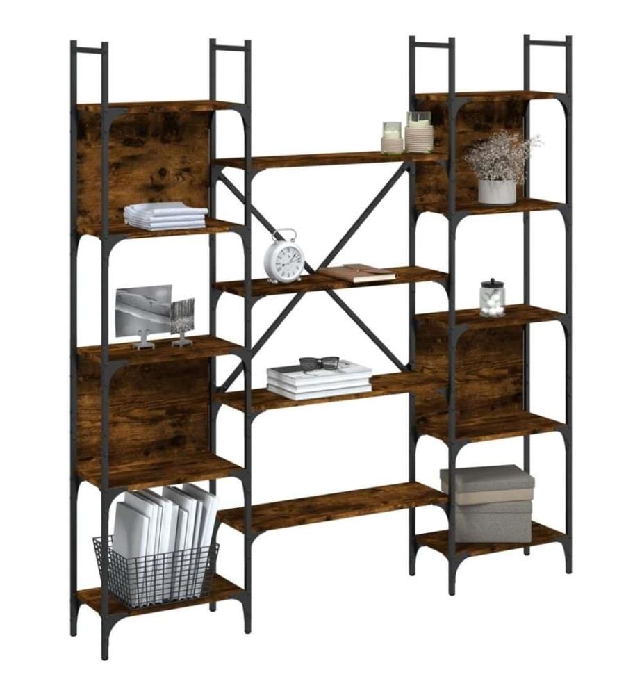 Bibliothèque chêne fumé 155,5x24x166,5 cm bois d'ingénierie