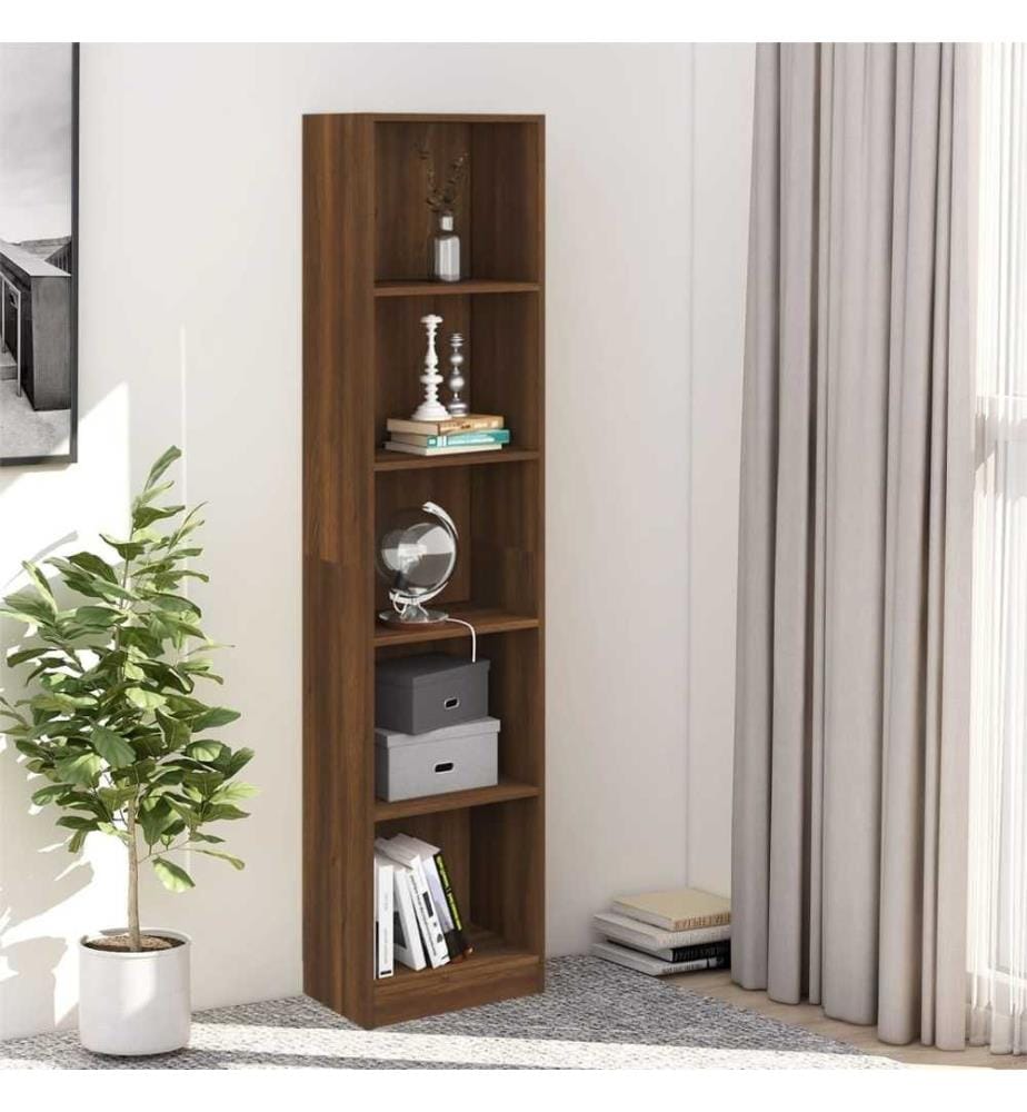 Bibliothèque 5 niveaux Chêne marron 40x24x175cm Bois ingénierie