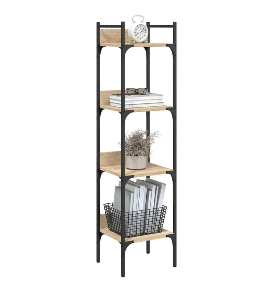 Bibliothèque à 4 niveaux chêne 35x30x138,5 cm bois d'ingénierie