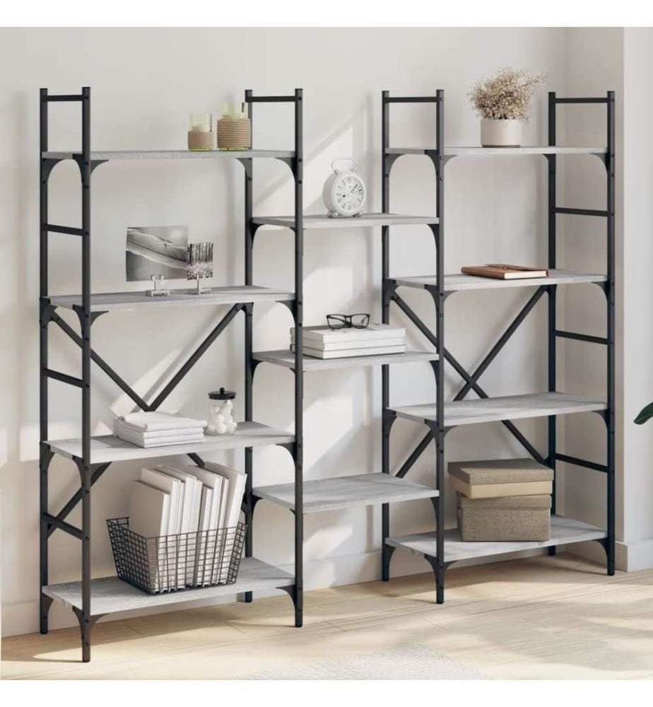 Bibliothèque sonoma gris 160x28,5x136,5 cm bois d'ingénierie