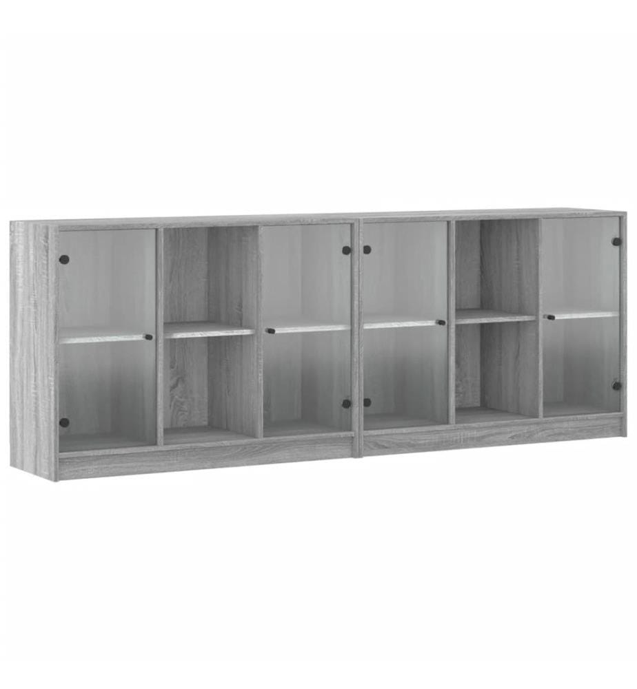 Bücherschrank mit Türen Grau Sonoma 204x37x75 cm Holzwerkstoff