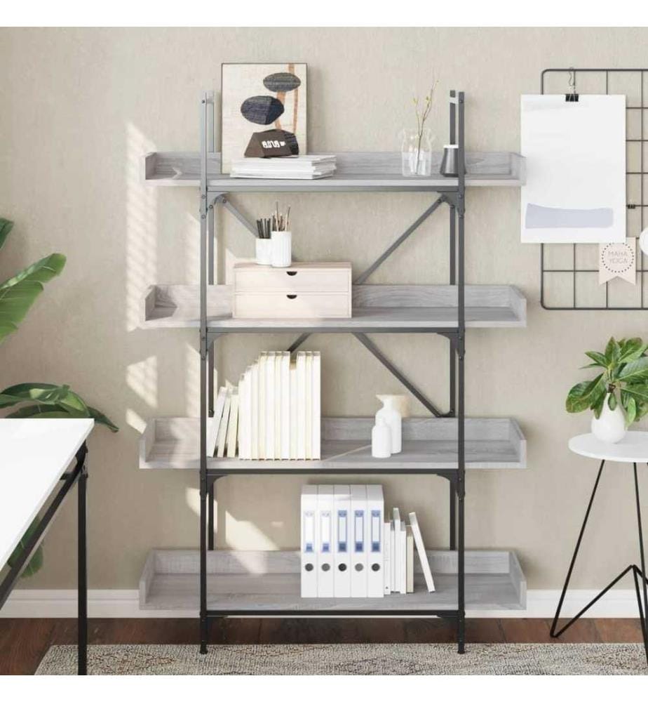 Bibliothèque à 4 niveaux sonoma gris 100x33x145,5 cm