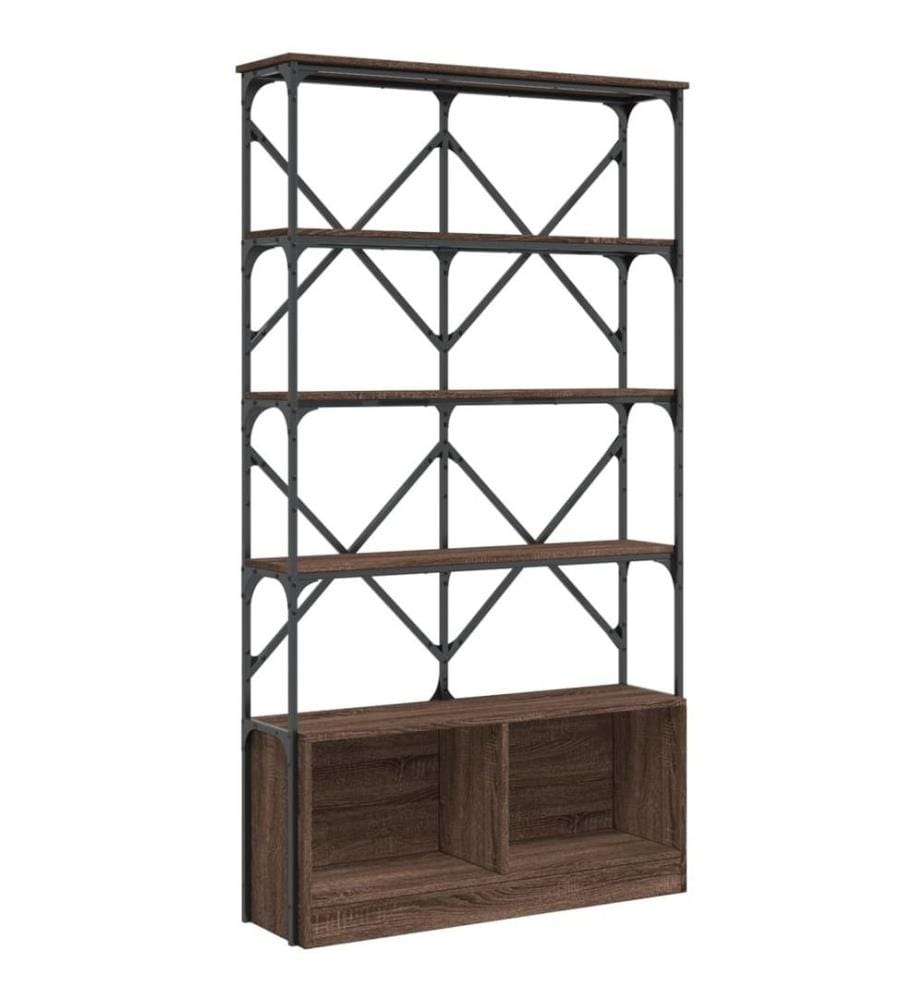 Bibliothèque chêne marron 100x26x180cm bois ingénierie et métal