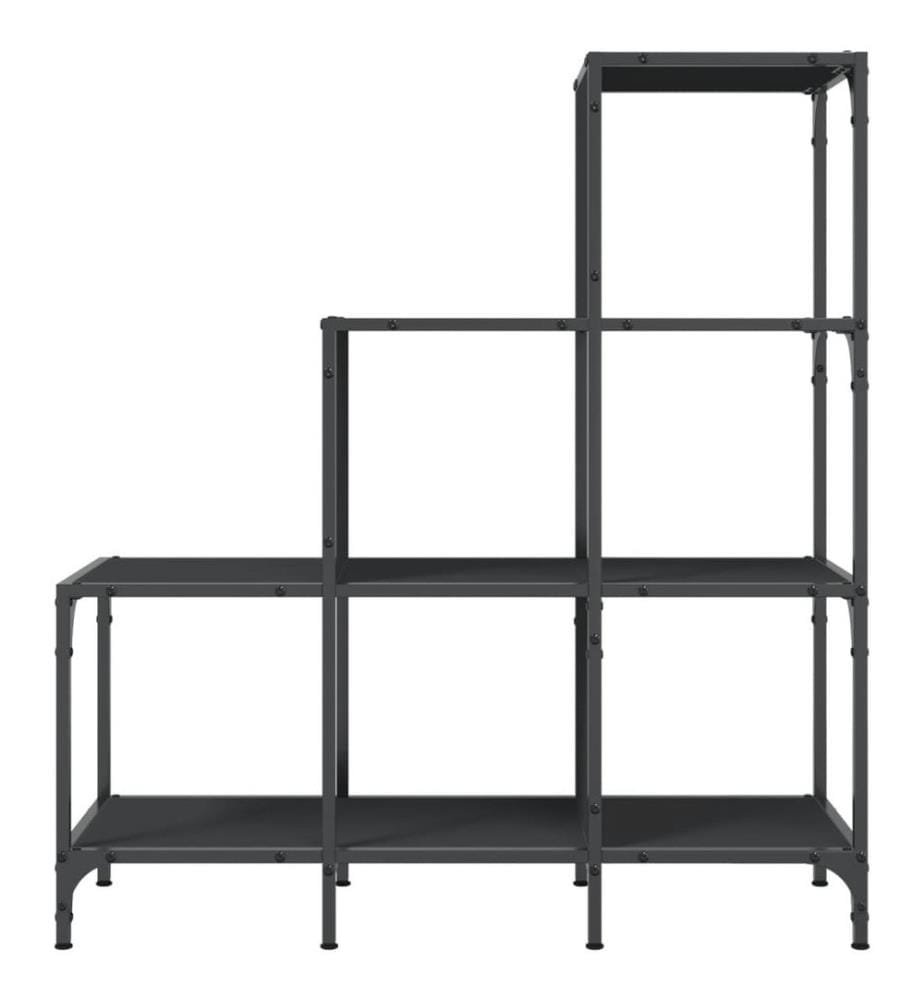 Bibliothèque noir 92x30x102 cm bois d'ingénierie et métal
