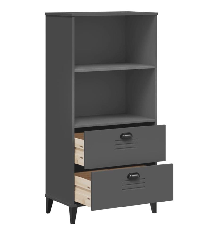 Bibliothèque VIKEN gris anthracite 60x35x123 cm bois massif pin