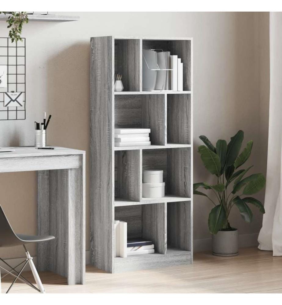 Bibliothèque sonoma gris 57x28,5x141 cm bois d'ingénierie