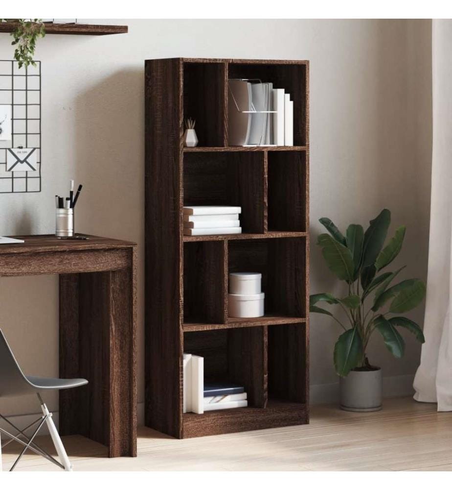 Bibliothèque chêne marron 57x28,5x141 cm bois d'ingénierie