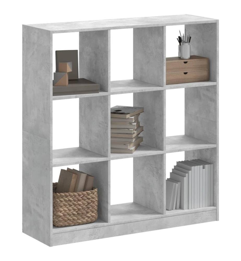 Bibliothèque gris béton 102x32x108 cm bois d'ingénierie