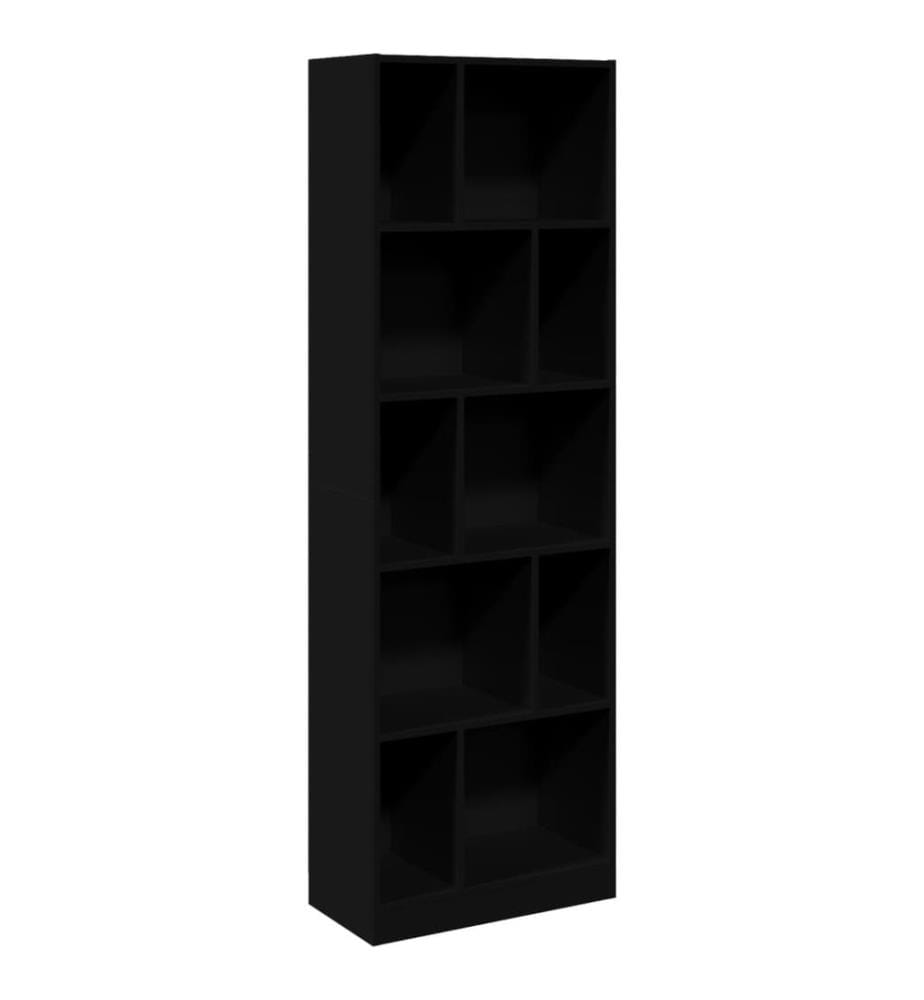 Bibliothèque noir 57x28,5x174 cm bois d'ingénierie