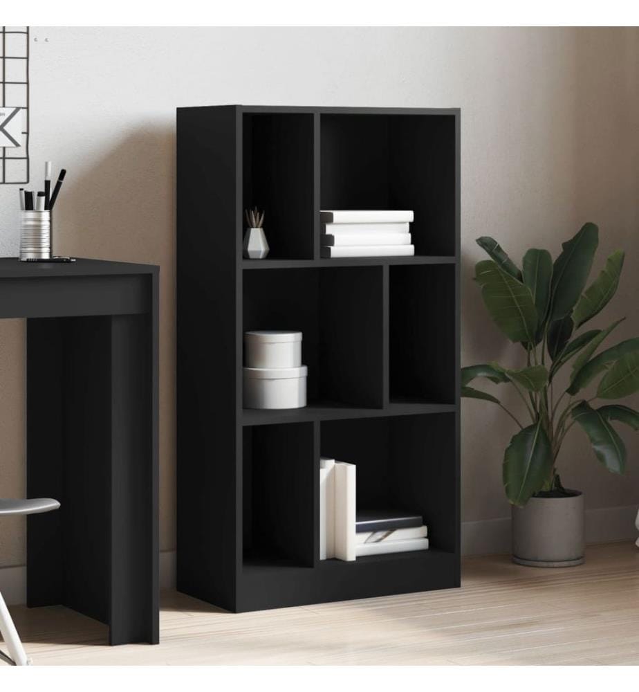 Bibliothèque noir 57x28,5x107,5 cm bois d'ingénierie