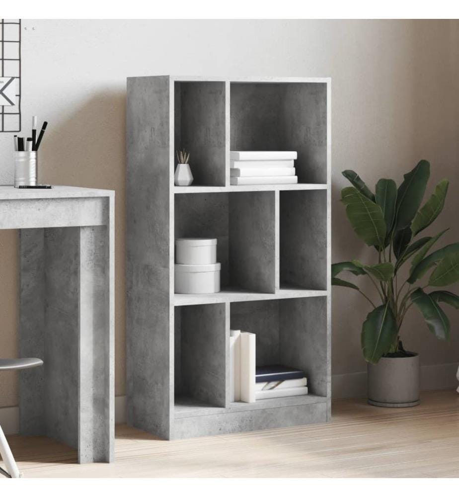 Bibliothèque gris béton 57x28,5x107,5 cm bois d'ingénierie