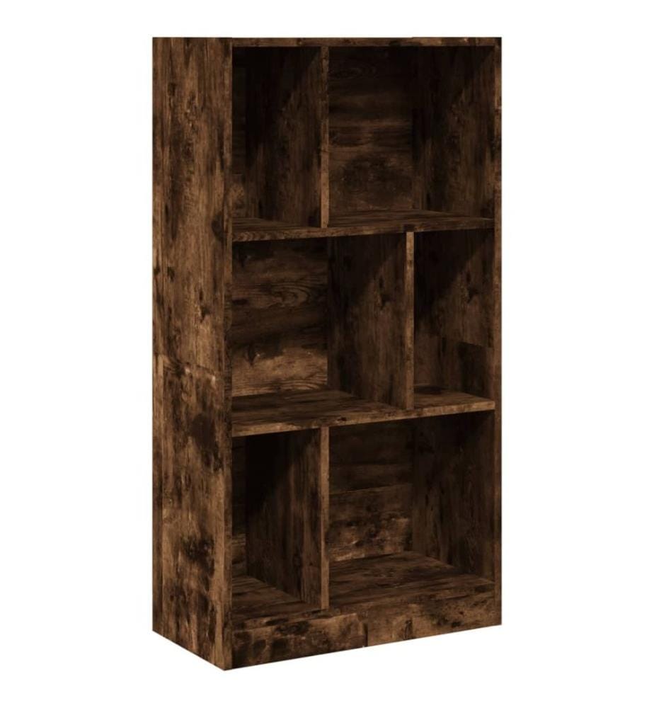 Bibliothèque chêne fumé 57x28,5x107,5 cm bois d'ingénierie