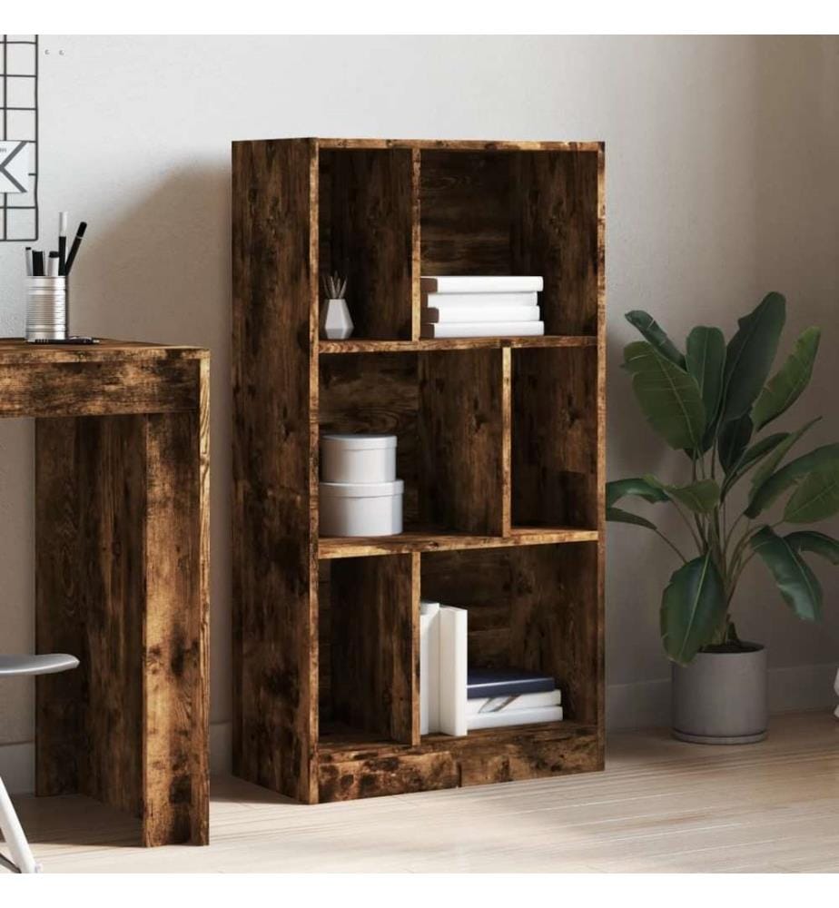 Bibliothèque chêne fumé 57x28,5x107,5 cm bois d'ingénierie