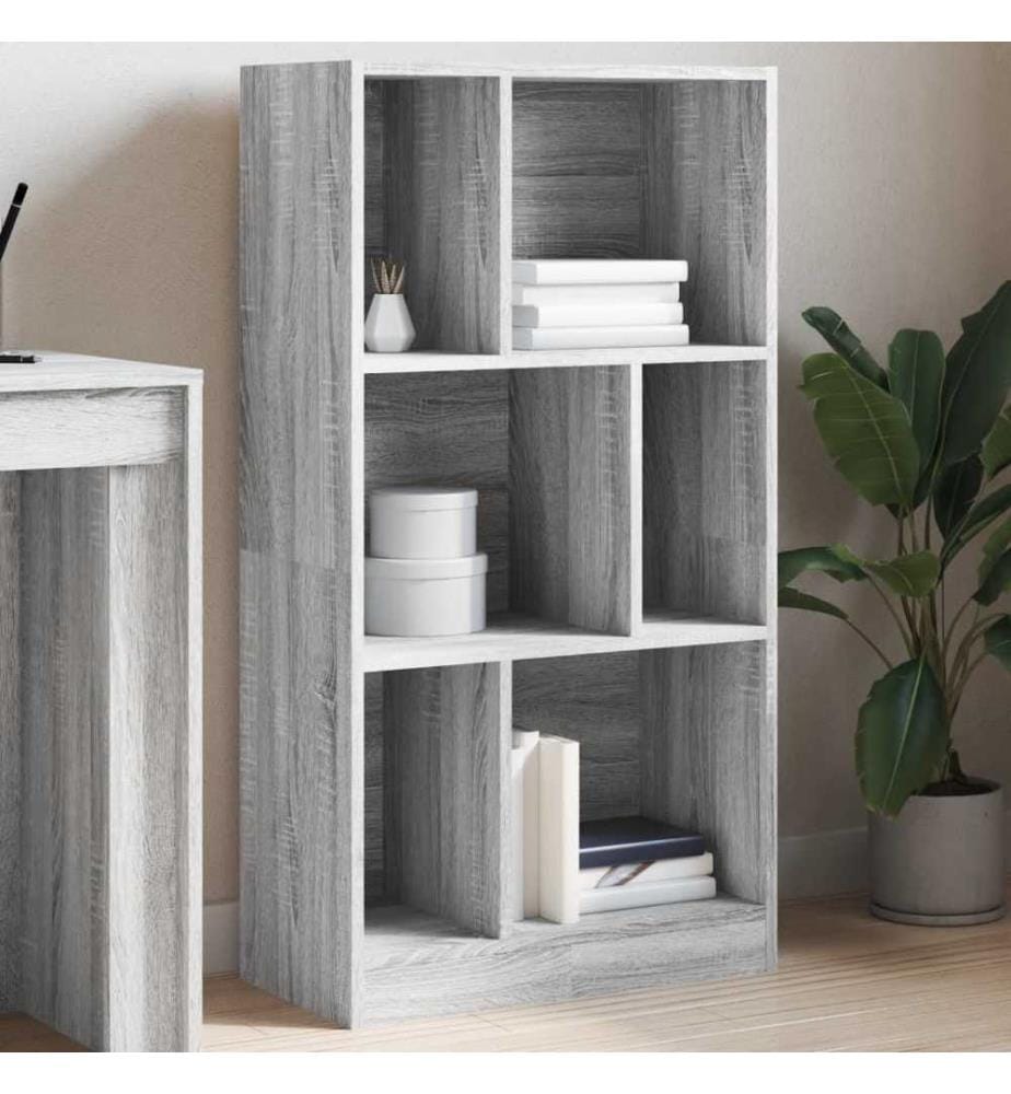 Bibliothèque sonoma gris 57x28,5x107,5 cm bois d'ingénierie