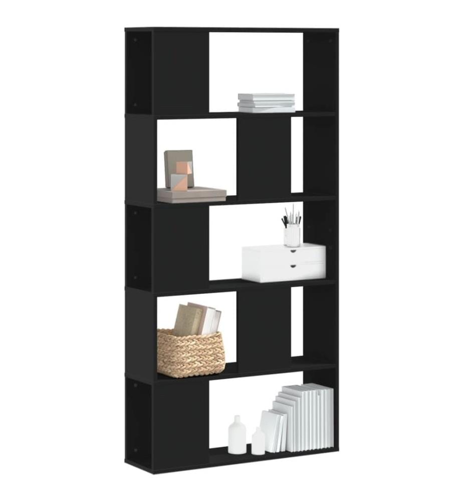 Bibliothèque 5 niveaux noir 80,5x23,5x162,5 cm bois ingénierie