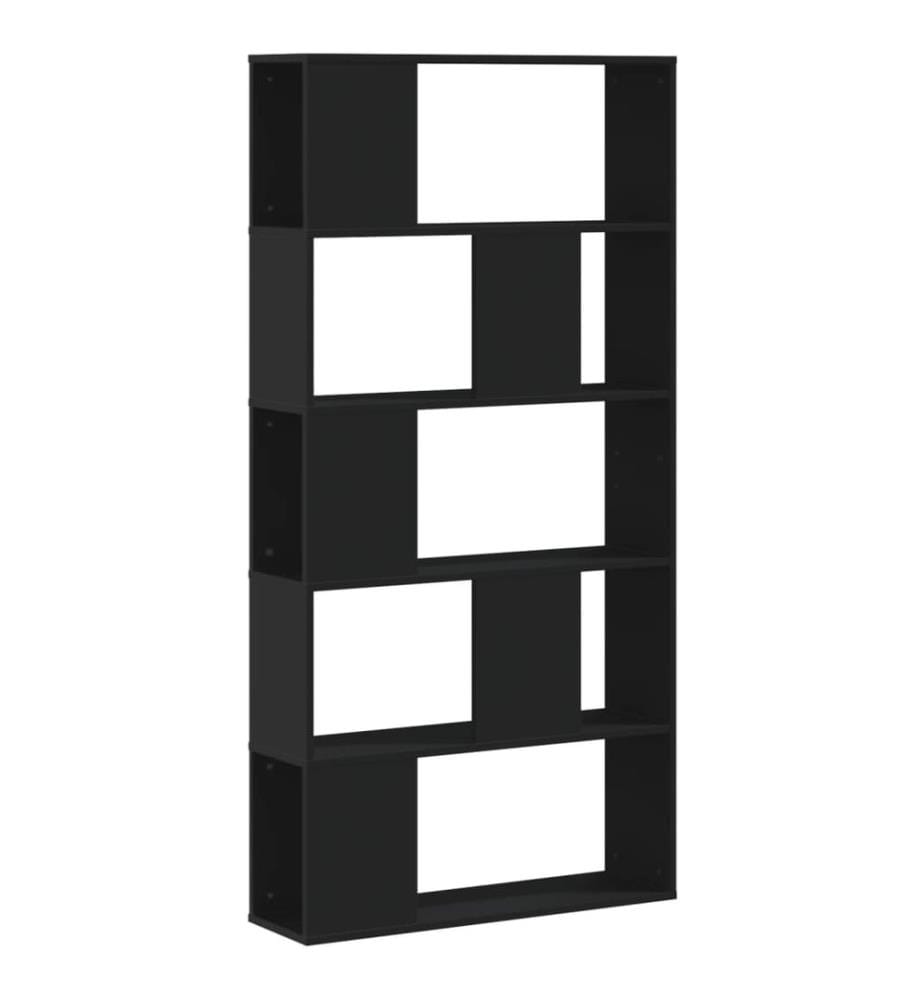 Bibliothèque 5 niveaux noir 80,5x23,5x162,5 cm bois ingénierie