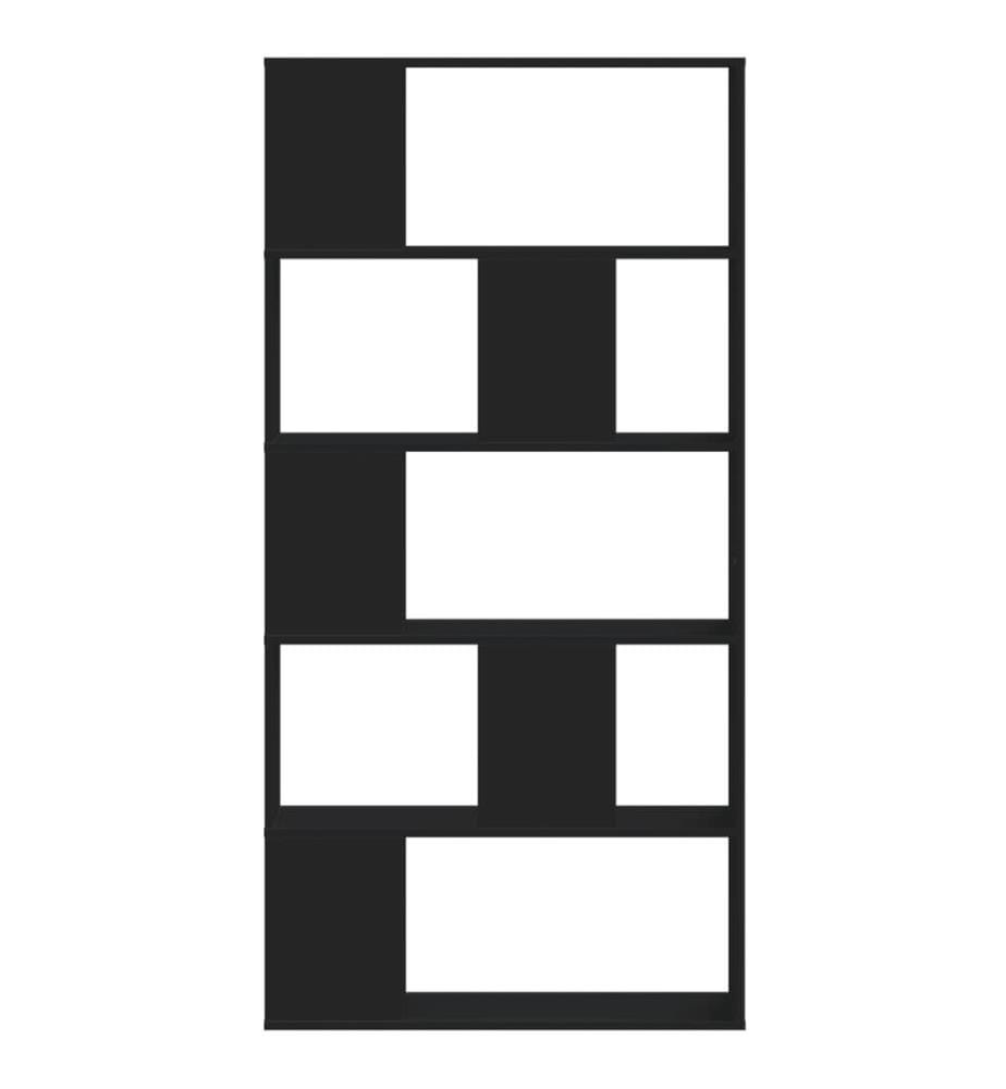 Bibliothèque 5 niveaux noir 80,5x23,5x162,5 cm bois ingénierie