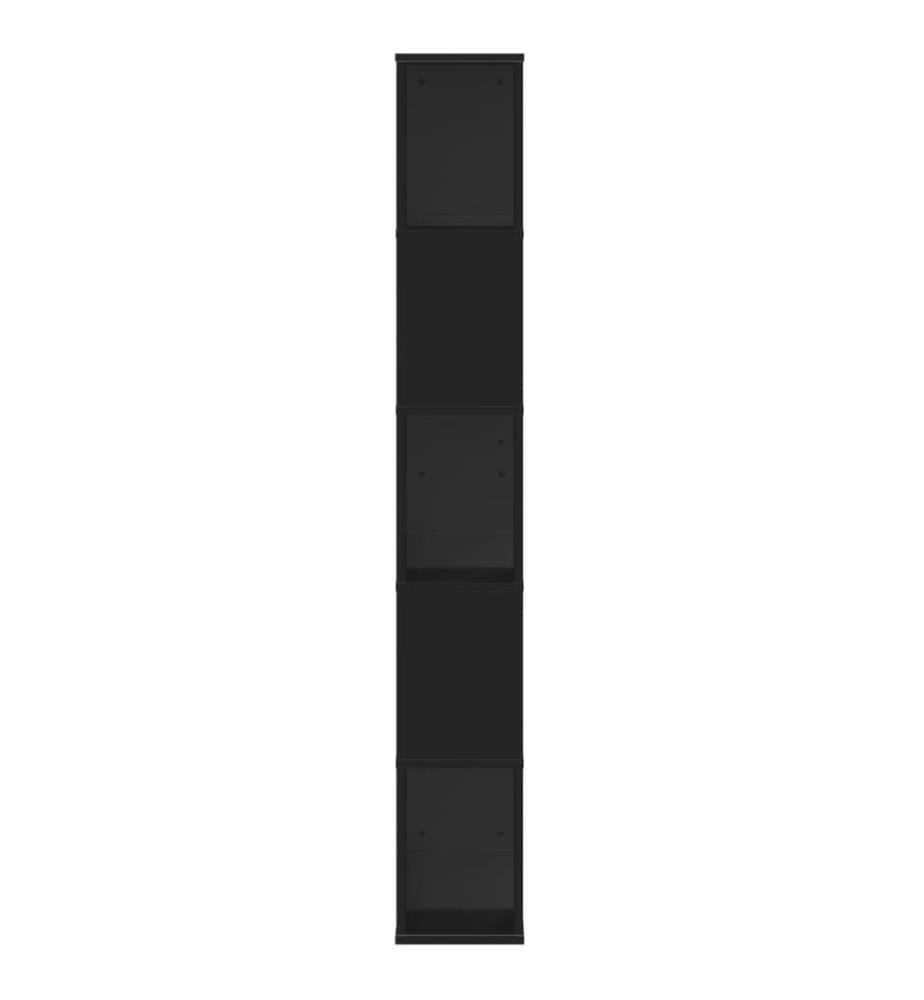 Bibliothèque 5 niveaux noir 80,5x23,5x162,5 cm bois ingénierie