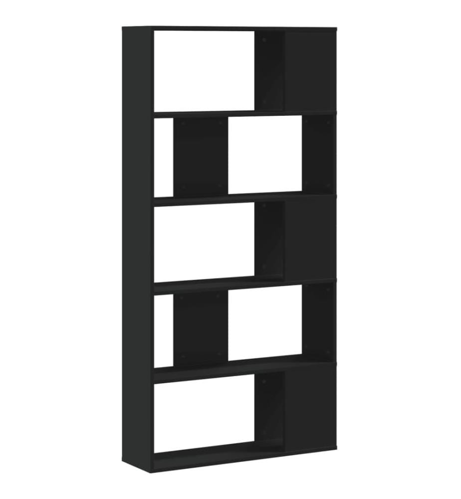 Bibliothèque 5 niveaux noir 80,5x23,5x162,5 cm bois ingénierie