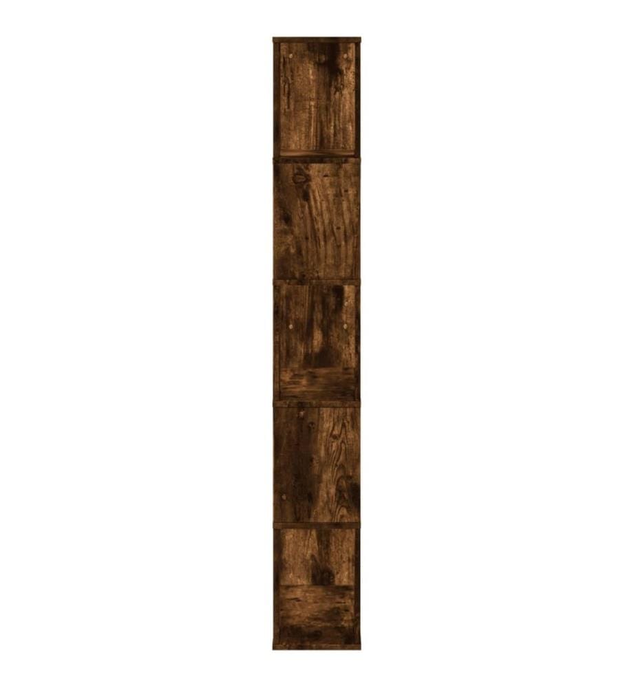 Bibliothèque 5 niveaux chêne fumé bois d'ingénierie