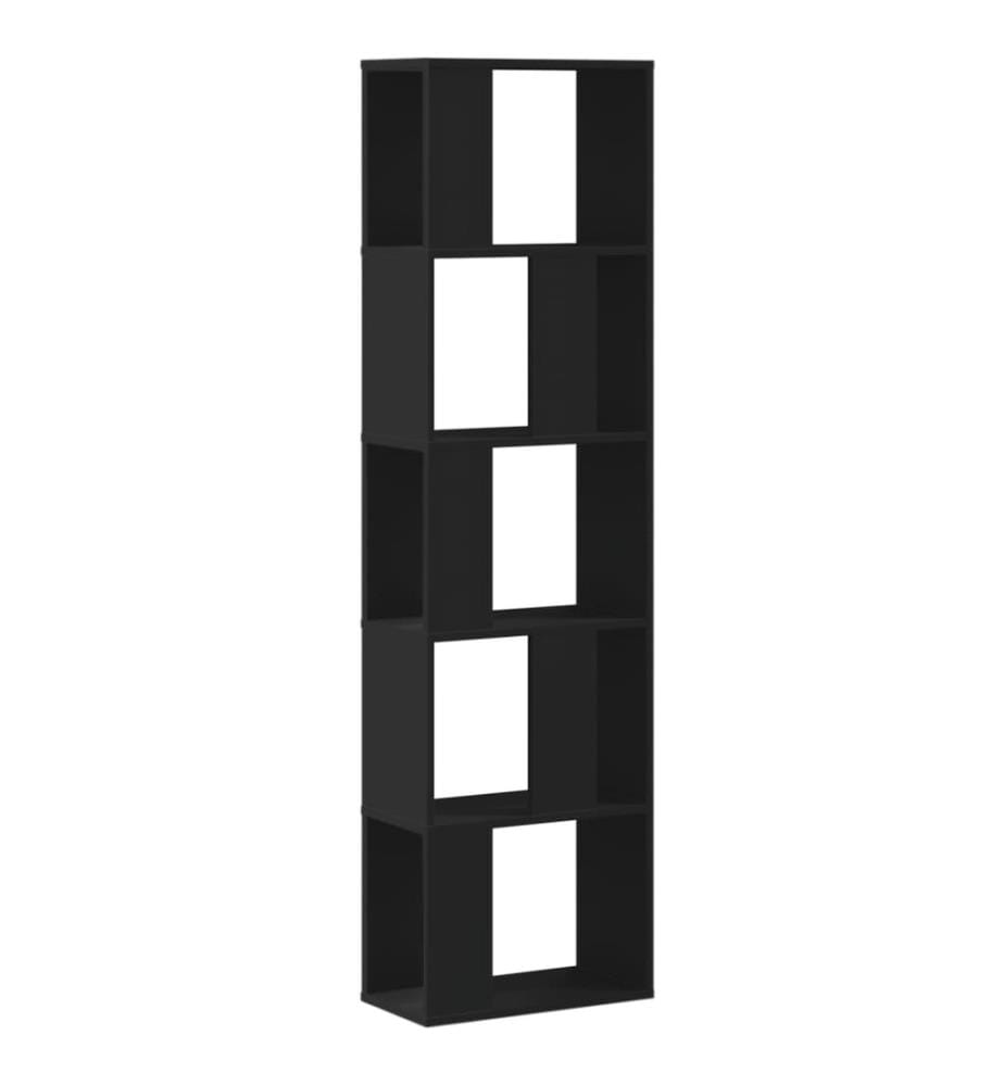 Bibliothèque 5 niveaux noir 45x23,5x162,5 cm bois d'ingénierie