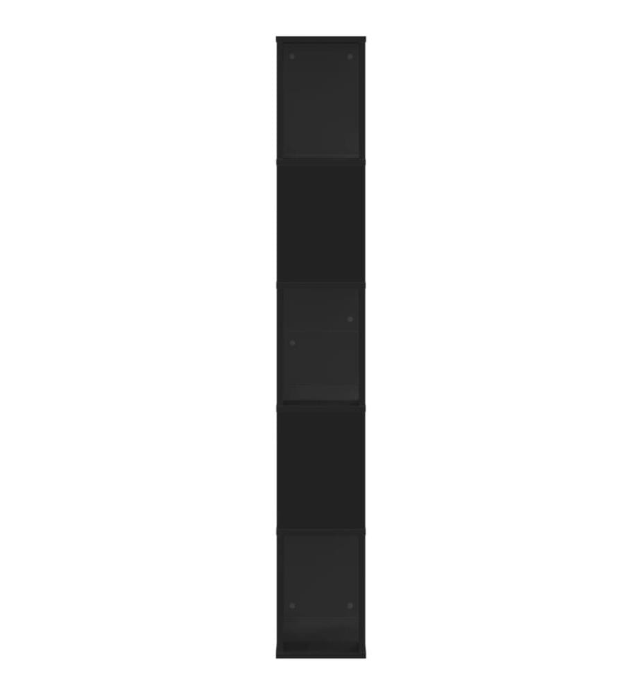 Bibliothèque 5 niveaux noir 45x23,5x162,5 cm bois d'ingénierie