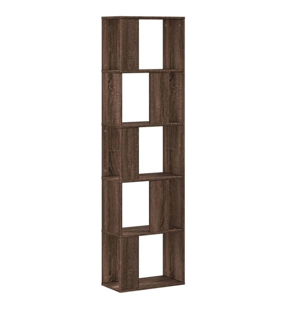 Bibliothèque 5 niveaux chêne marron bois ingénierie