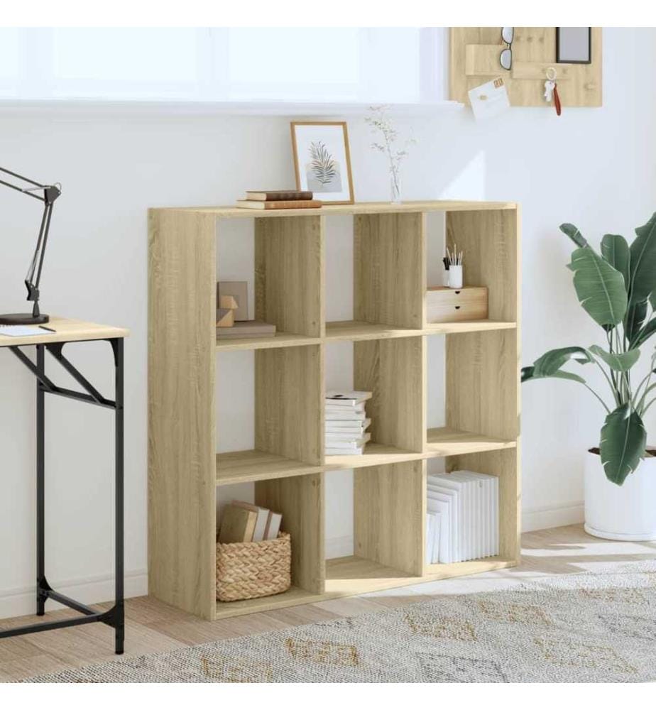 Bibliothèque chêne sonoma 102x32x102 cm bois d'ingénierie