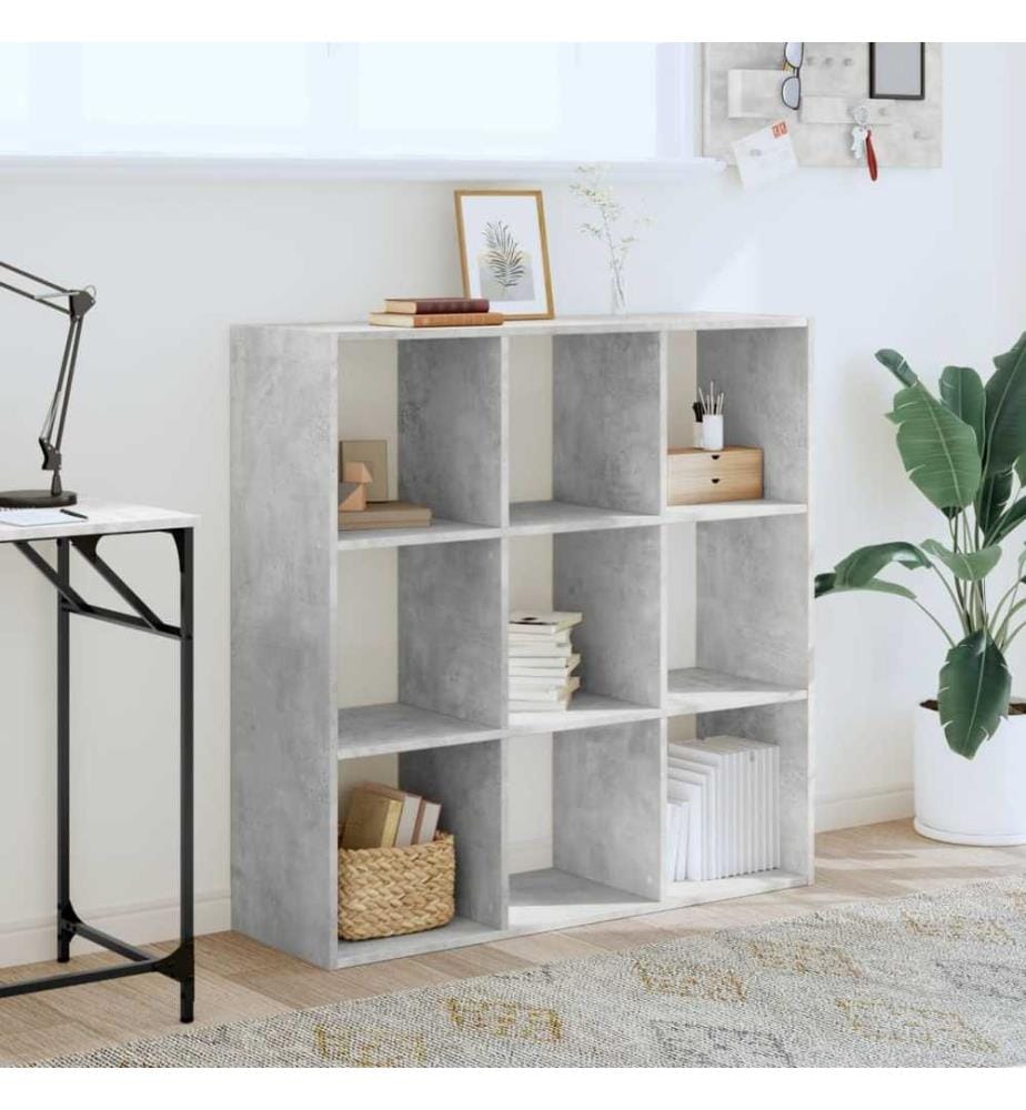 Bibliothèque gris béton 102x32x102 cm bois d'ingénierie