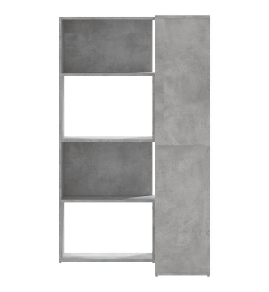 Bibliothèque d'angle à 4 niveaux gris béton bois d'ingénierie