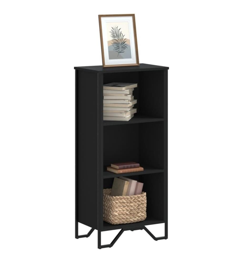 Bibliothèque noir 50x31x106 cm bois d'ingénierie