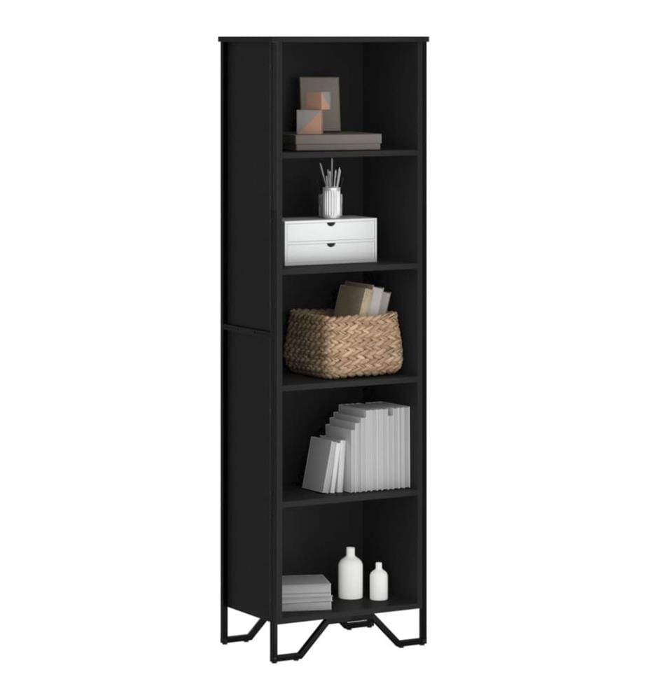 Bibliothèque noir 50x31x169 cm bois d'ingénierie