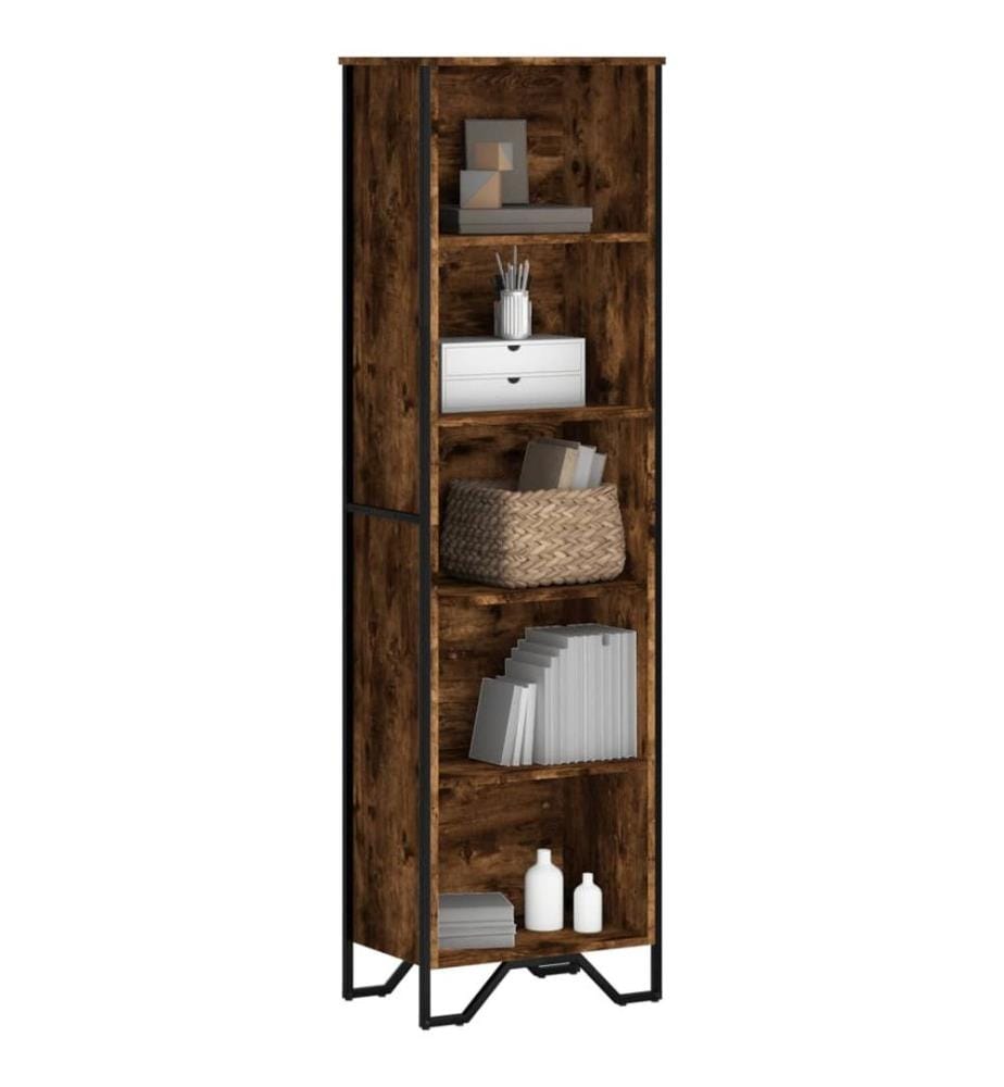 Bibliothèque chêne fumé 50x31x169 cm bois d'ingénierie