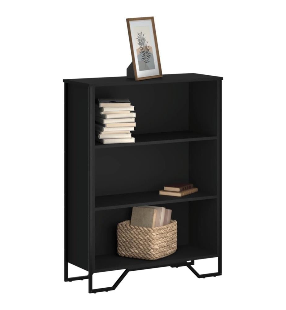 Bibliothèque noir 80x31x106 cm bois d'ingénierie