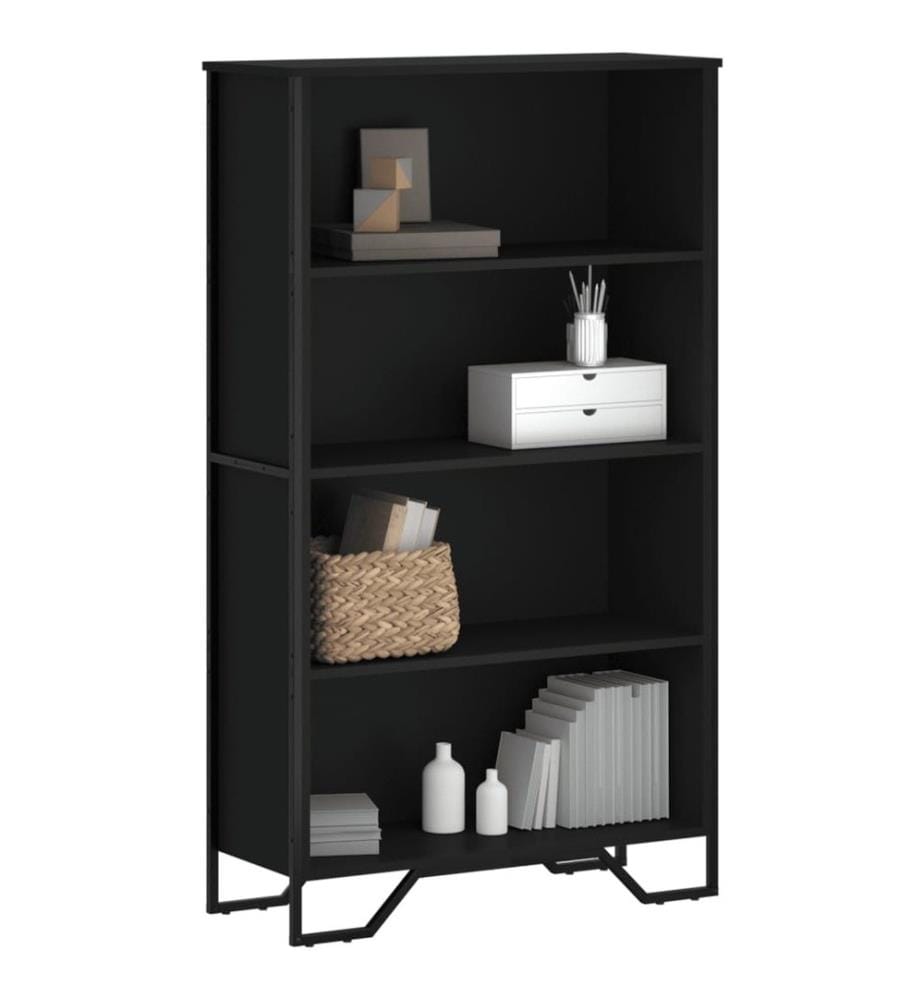 Bibliothèque noir 80x31x137,5 cm bois d'ingénierie