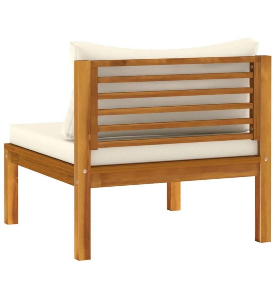 Salon de jardin 3 pcs avec coussin crème Bois d'acacia solide
