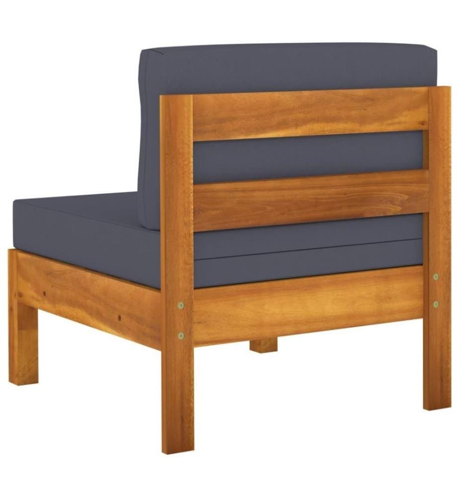 9-tlg. Garten-Lounge-Set mit Dunkelgrauen Auflagen Akazienholz