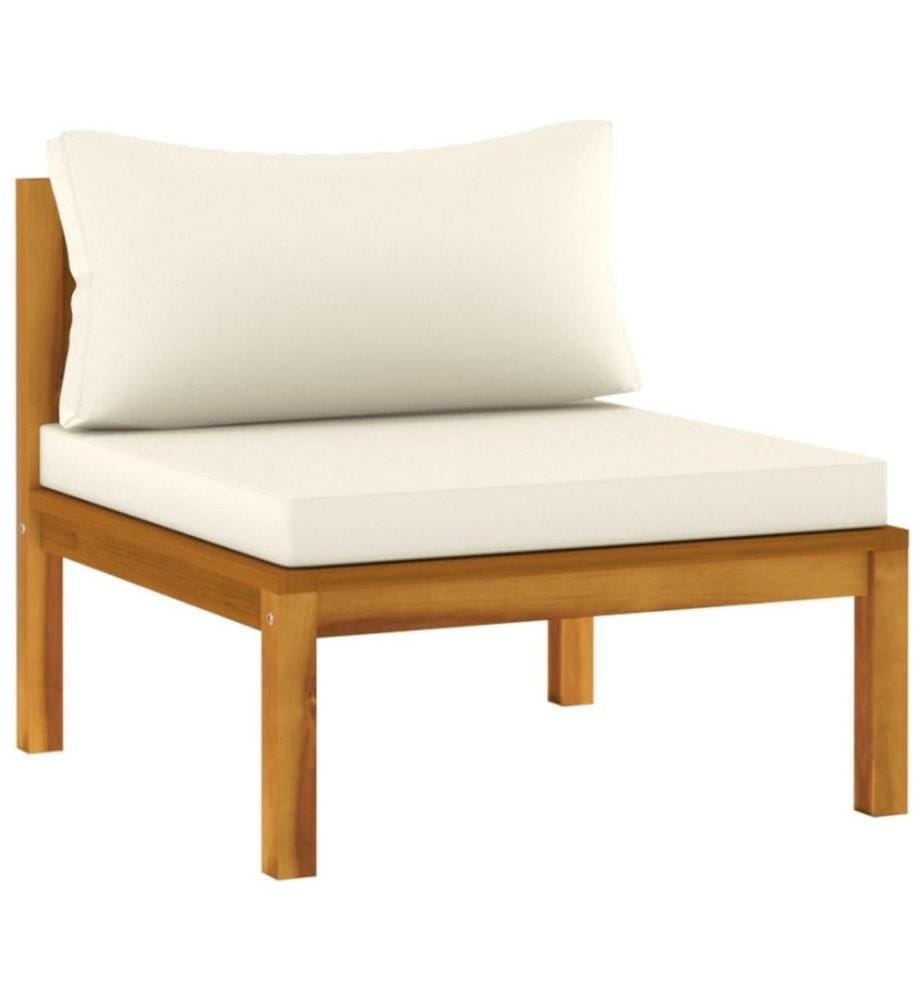 Salon de jardin 6 pcs avec coussin crème Bois d'acacia solide