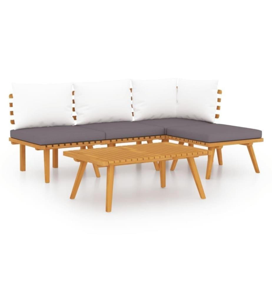 Salon de jardin 5 pcs avec coussins Bois d'acacia solide