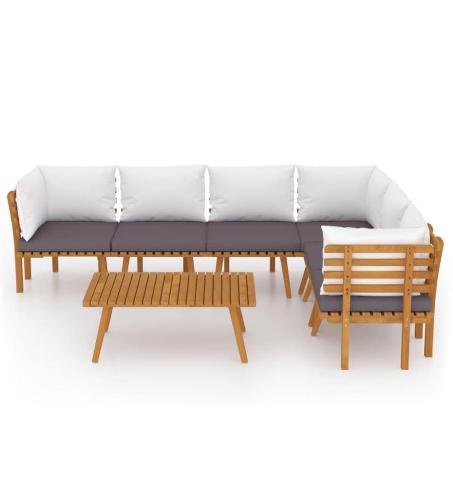 7-tlg. Garten-Lounge-Set mit Kissen Massivholz Akazie