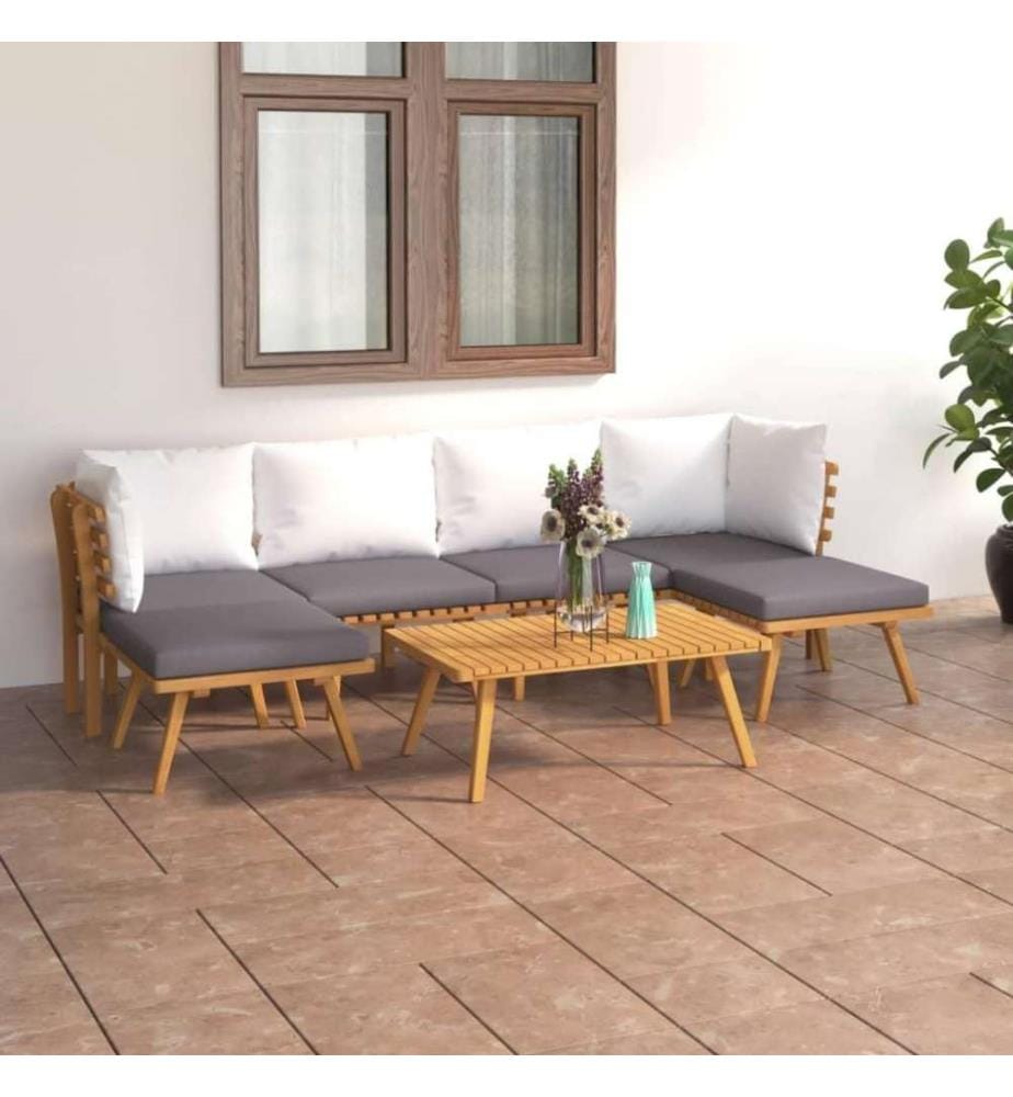 7-tlg. Garten-Lounge-Set mit Kissen Massivholz Akazie