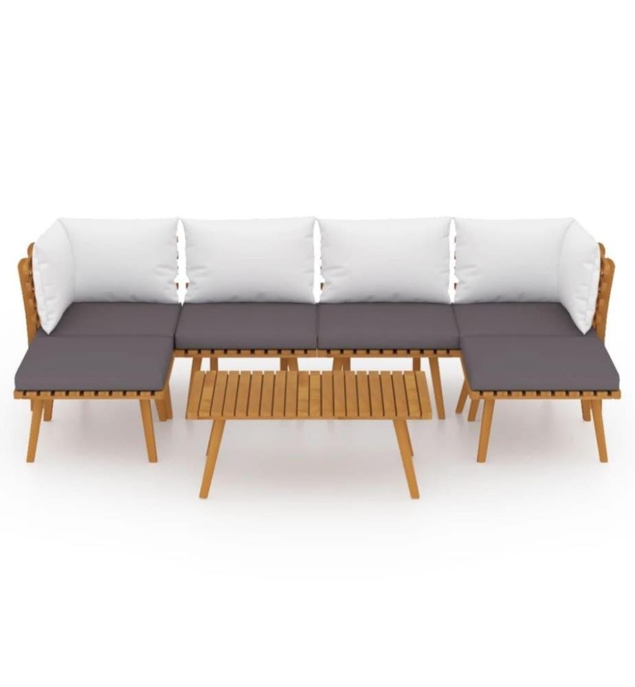 Salon de jardin 7 pcs avec coussins Bois d'acacia solide