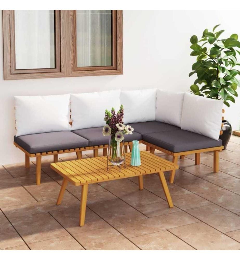 5-tlg. Garten-Lounge-Set mit Kissen Massivholz Akazie