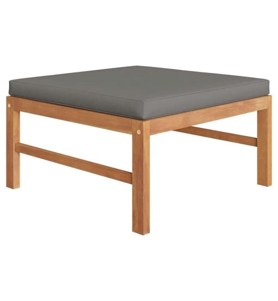Salon de jardin 5 pcs avec coussins gris Bois de teck solide