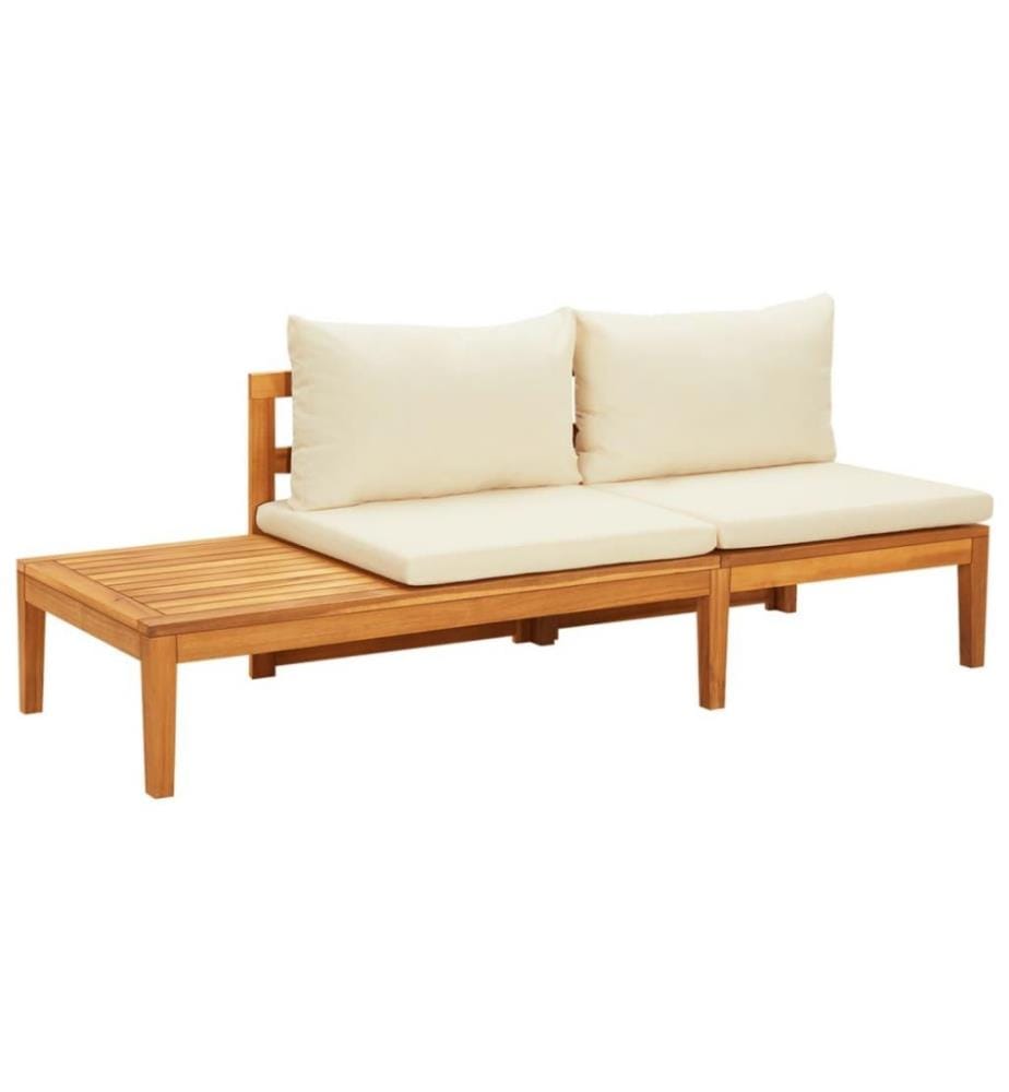 4-tlg. Garten-Lounge-Set mit Cremeweissen Kissen Akazienholz