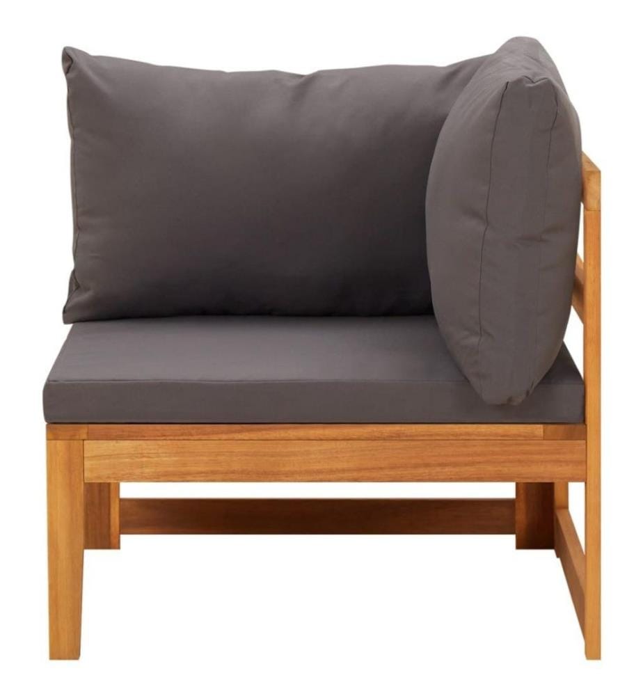 4-tlg. Garten-Lounge-Set mit Dunkelgrauen Kissen Akazienholz