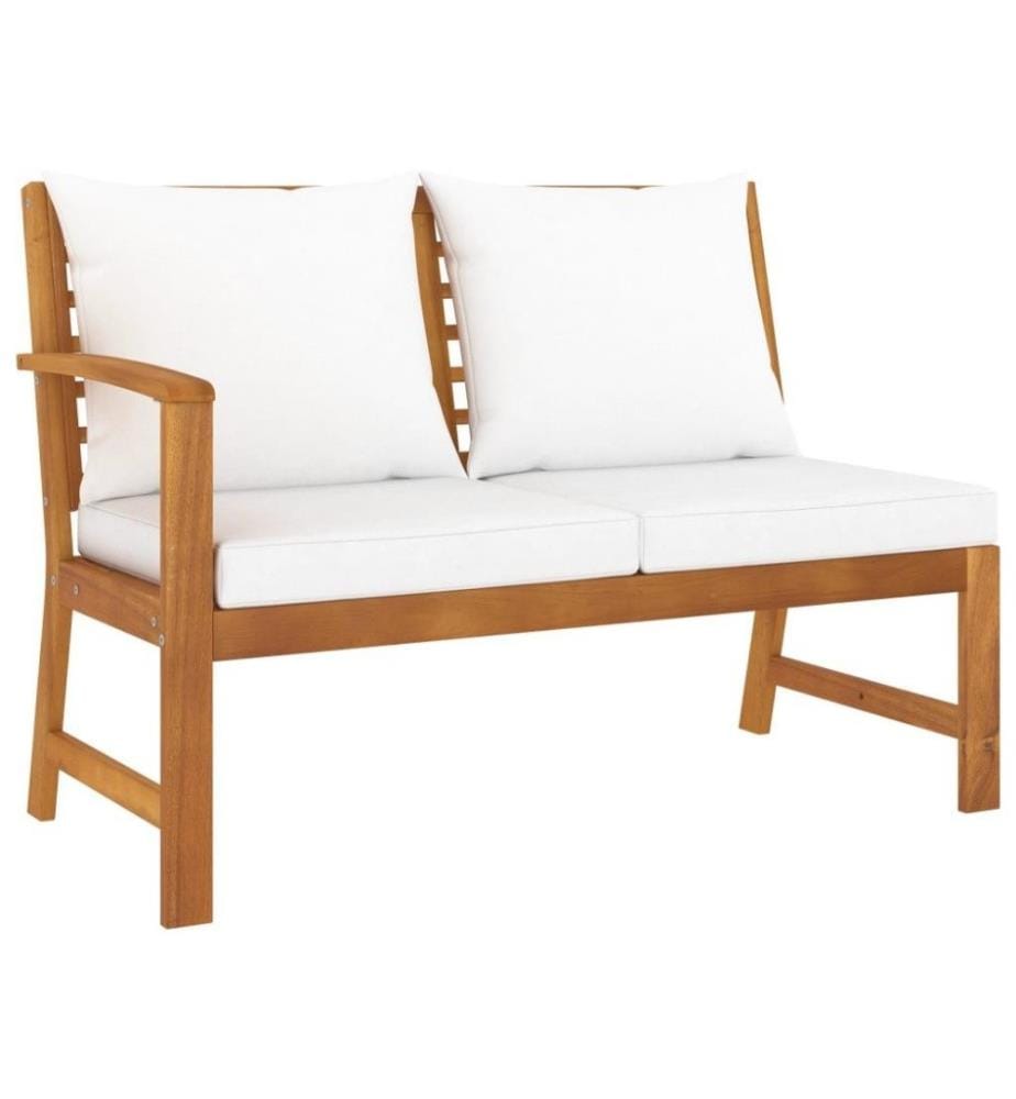 Salon de jardin 6 pcs avec coussin Crème Bois d'acacia solide