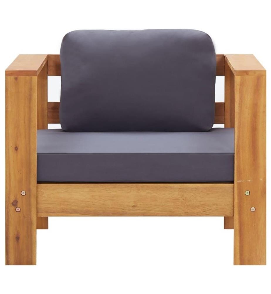 Salon de jardin 4 pcs avec coussins Gris Bois d'acacia solide