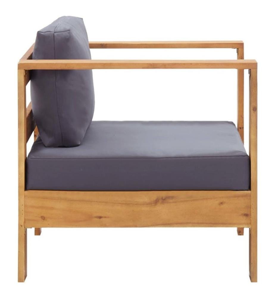 Salon de jardin 4 pcs avec coussins Gris Bois d'acacia solide